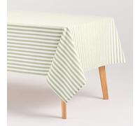 GAMUSI Stain-Resistant Tablecloth Rectangular Cotton Fabric Waterproof Light Green Stripes, 140 x 100 cm