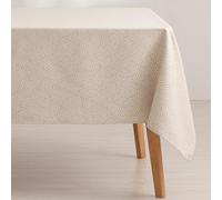 GAMUSI Stain Resistant Tablecloth Rectangular Jacquard Waterproof Table 140 x 300 cm, Fabric Touch, Linen Colour - Ring