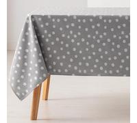 GAMUSI Stain Resistant Tablecloth Rectangular Table Small Dots Smooth Jacquard Waterproof 140 x 240 cm, Touch Fabric, Light Grey