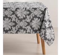 GAMUSI Stain Resistant Tablecloth Square Floral Jacquard Waterproof Table 140 x 140 cm, Touch Fabric, Anthracite - Lady