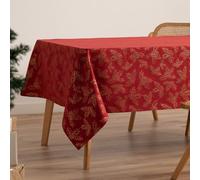 GAMUSI Tablecloth Christmas Jacquard Golden Thread Dining Table Rectangular Christmas Decoration 140 x 300 cm, Red