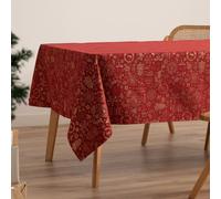 GAMUSI Tablecloth Christmas Jacquard Golden Thread Dining Table Rectangular Christmas Decoration 140 x 200 cm, Red