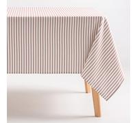 GAMUSI Tablecloth Stain Resistant Rectangular Fabric Cotton Waterproof Salmon Stripes, 160 x 180 cm