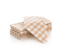 GAMUSI Vichy Checked Fabric Napkins - Pack of 6 Resistant Cotton for Events, Celebrations, Parties, Catering - 45 x 45 cm, Beige