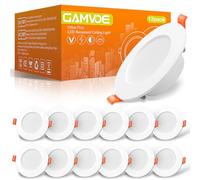 GAMVOE LED Downlights Ultra Slim 6W LED Recessed Ceiling Lights Dimmable, 6000K Natural White, Round Spotlights for Bathroom Kitchen Living Room (12 Pack)
