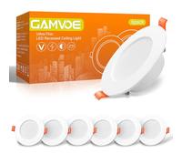 GAMVOE LED Downlights Ultra Slim 6W LED Recessed Ceiling Lights Dimmable, 6000K Natural White, Round Spotlights for Bathroom Kitchen Living Room (6 Pack)