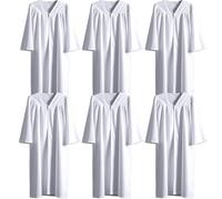 GAMYPET 6 Pcs Matte Choir Robe Baptism Robes Unisex Blank Graduation Gown for College Church Pastor and Judge Costume Adults, White, 51