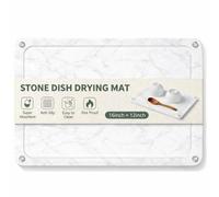 GAMYPET Kitchen Drying Mat - 16”x12” White Marble Veining Quick Absorbent Soapstone Drying Mat, Natural Diatomaceous Earth Dish Mat Drying Kitchen Mat, Drying Stone for Kitchen Counter