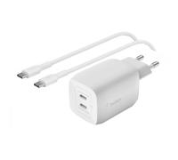 GaN 65W PD and PPS Compact Dual USB-C Rapid Mains Charger with USB-C Cable