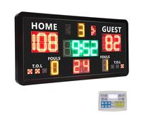 GAN XIN Large Electronic Scoreboard with Remote,Wall-Mounted Digital Scoreboard & Timer,Basketball Shot Clock 14/24 Second & Custom Time,Score Keeper with LED Display, 110dB Loud Buzzer