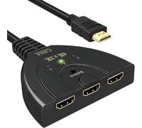 GANA 4K HDMI Switch, HDMI Splitter | HDMI Switcher | Gold Plated 3-Port Supports 4K/Full HD1080p/3D with High Speed Pigtail Cable (1 pack)