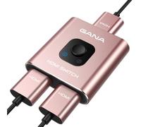 GANA HDMI Splitter, 4K HDMI Switch 2 in 1 Out or 1 in 2 Out, Aluminum Switcher for TV/PC/Laptop/DVD/PS4/PS3/Xbox 360/Xbox One/TV Stick/Gaming box/Blu-Ray-Player/Projector (Pink)