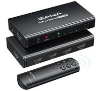 GANA HDMI Switch 5 in 1 Out 4K@60Hz, Aluminum HDMI 2.0 Switch Box Hub with Remote, Compatible with Xbox, PS5/4/3, Fire Stick, Roku, Blu-Ray Player, Black