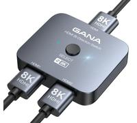 GANA HDMI Switch 8K@60Hz 4K@120Hz 2 in 1 Out/1 in 2 Out Aluminum, HDR Dolby Vision Atmos VRR ALLM HDMI2.1 High-Speed 48Gbps for PS5/PS4, Xbox, Apple TV, Blu-ray Player