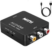 GANA RCA to HDMI, 1080P Mini RCA Composite CVBS AV to HDMI Video Audio Converter Adapter Supporting PAL/NTSC with USB Charge Cable for PC Laptop Xbox PS4 PS3 TV STB VHS VCR Camera DVD