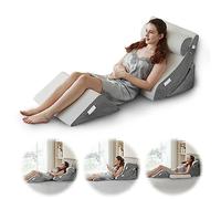 Ganaver 4pcs Orthopedic Bed Wedge Pillow Set Post Surgery Relaxing Back Adjustable Head Support Cushion Triangle Memory Foam Pillow for Acid Reflux Sleeping Reading Leg Elevation Snoring