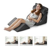 Ganaver 4pcs Orthopedic Bed Wedge Pillow Set Post Surgery Relaxing Back Adjustable Head Support Cushion Triangle Memory Foam Pillow for Acid Reflux Sleeping Reading Leg Elevation Snoring