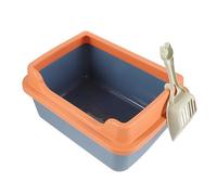 GANAZONO 1 Set Cat Litter Box Semi-Enclosed Open Tray Kitten Toilet Pan Easy Clean Sturdy Plastic Large Size PET Potty Training