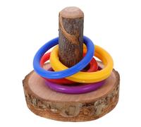 GANAZONO 1 Set Educational Wooden Bird for Parrots and Parakeets Interactive Ring Toss Game with Rings Promotes Fun Exercise and Emotional being Birdcages