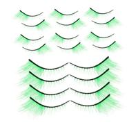 GANAZONO 10 Pairs Green False Eyelashes for Patrick's Day Exaggerated Wispy Strip Lashes for Stage Makeup Cosplay and Halloween Celebrations Eye Catching Effect Multiple Uses