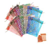 GANAZONO 100pcs Star Moon Candy Bags Organza Bags Small Mesh Bags for Party Wedding Drawstring Pouch