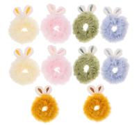 GANAZONO 10Pcs Plush Rabbit Ear Hair Scrunchies Cute Ponytail Holders Soft Elastic Hair Ties for Women Fuzzy Hair Bands for Parties