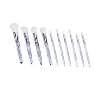 GANAZONO 10pcs Professional Cosmetics Makeup Brush Set Diamond Handles, Silver Ferrules, Synthetic Wool Soft Foundation and Face Powder Brushes for Precise Beauty Application