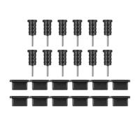 GANAZONO 12 Pairs Silicone Type-c Dust Plugs for Phone USB Jack Protective Covers, Black, Easy to Remove, Splash Resistant, Practical Anti-dust Protection for Mobile Devices
