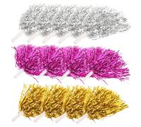 GANAZONO 12Pcs Portable Cheerleading Pom Poms Reusable Performance Props with Smooth Handles for Sports Gymnastics School Spirit Mixed Gold Silver Rose Red