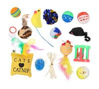 GANAZONO 14Pcs Cat Interactive Cartoon Chew for Cats Assorted Pet Bell Balls for Fun and Engaging Playthings for Kittens and Adult Cats