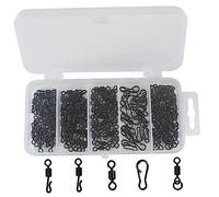 GANAZONO 150Pcs Fishing Swivel Connector Set Shape Bearing Snap Connectors for Fishing Accessories Quick Connect Corrosion Convenient Storage Box
