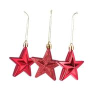 GANAZONO 18Pcs Christmas Tree Hanging Stars Five-pointed Red Glitter Ornaments Easy to Hang Festive Decor for Holiday Parties and Home Decoration