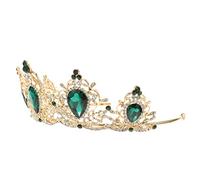 GANAZONO 1pc Green Vintage Baroque Crown Headdress for Brides and Elegant Bridal Hair Decor Durable and Practical Tiara for Weddings Birthdays and Special Occasions