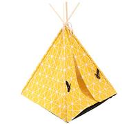 GANAZONO 1Pc Portable Pet Shelter Triangle Cat Tent House Removable Washable Bed Canvas Pine Structure for Indoor