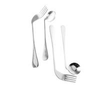 GANAZONO 1Set Ergonomic Angled Spoon Fork for Disabled Eating Comfortable Assistive Tableware for Elderly Utensils for Self Feeding with Smooth Handles
