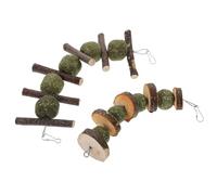 GANAZONO 2 Pcs Apple Wood Chewing Sticks Grass Balls, Pet Molar Toys for Hamsters and Rabbits, Natural Wooden Playthings for Small Animal Dental Health and Activity