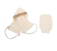 GANAZONO 2 Pcs Natural Sisal Exfoliating Back Scrubber Body Washcloth Mitt Set Loofah Towel for Men Women Skin Exfoliator Beige