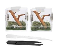 GANAZONO 2-Piece Small Spider Habitat Box Portable Terrarium Enclosure for Jumping Spiders Ventilated Insect Breeding Container