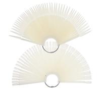 GANAZONO 200 Pcs Nail Tips Colour Sticks Fan-shaped Display with Metal Rings Natural False Nail Tips Practice and Beginners