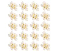 GANAZONO 20pcs White Pearl Acrylic Flower Nail Charms Lightweight Floral Gems for Nail Art Accessories Elegant Crystal Design for Manicure DIY and All Occasions