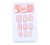 GANAZONO 24pcs False Nail Sticker Shiny Glittering Full Cover Plastic Fake Nails with Beautiful Colour Scheme for Daily Wearing and DIY Random Color