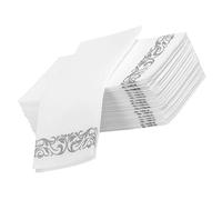 GANAZONO 25Pcs Disposable Guest Napkins Stylish Silver Edge Paper Napkins for Weddings Parties for Chic Convenient Dining