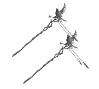 GANAZONO 2pcs Ancient Vintage Gothic Crow Hair Clips with Tassels Chinese Handmade Black Hair Pins Lightweight Comfortable for Women Cosplay and Daily Wear