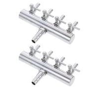 GANAZONO 2pcs Aquarium Diverter Air Valve Airline Tubing Connector for Fish Tank Stainless Steel Air Manifold Splitter Flow Control Lever Multi-port Distributor for Oxygen Pumping