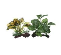 GANAZONO 2PCS Artificial Aquarium Plants Durable Plastic Fish Tank Decorations for Betta Turtle Reptile Habitats Realistic Leaf Pad for Small Tanks