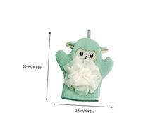 GANAZONO 2Pcs Bath Gloves Cartoon Exfoliating Shower Mitts for Soft Comfortable Material with Rich Lather Gentle Skin Massage and Dead Skin Removal Pink and Green for Bathroom Use
