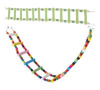 GANAZONO 2Pcs Bird Climbing Ladder with Perch for Parrots and Small Birds Wooden Cage Accessory with 12 Pure Green and 12 Rods Climbing and Perching