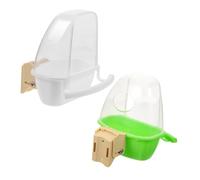 GANAZONO 2pcs Bird Food and Water Feeding Bowls for Cage Hanging Parakeet Feeder Cups in White and Green Washable Reusable Sturdy Bird Water Feeder Holder for Outdoor and Indoor Use