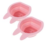 GANAZONO 2pcs Bunny Silicone Makeup Brush Cleaner Pad Easy Hang Store Makeup Sponge Cleaner Bowl for Hands