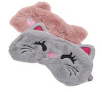 GANAZONO 2pcs Cartoon Plush Eye Masks Soft Shading Blindfolds for Comfortable Sleep Animal Design for Travel Home Family Use Fit for All Ages